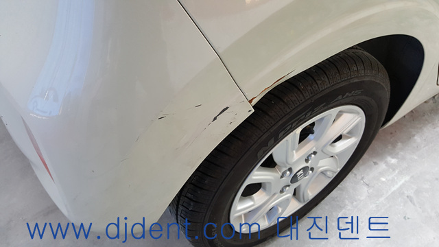 모닝 뒤휀더 범퍼복원